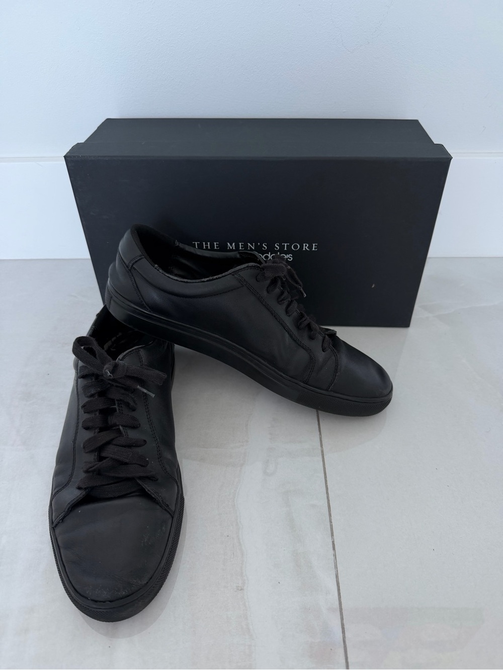 The Men's Store at Bloomingdale’s Black Leather Low-Top Sneakers